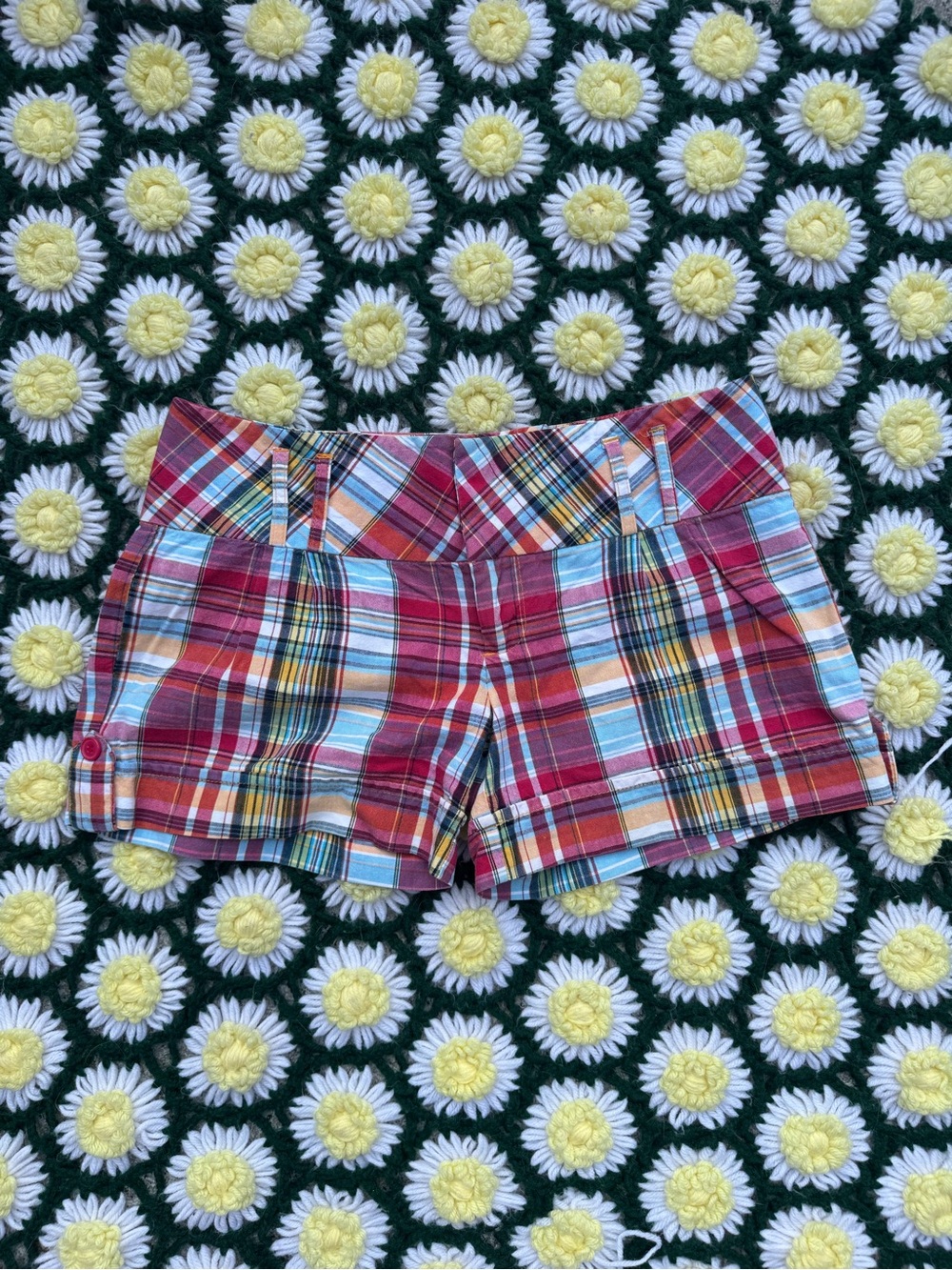 Vintage Red Plaid Cargo Shorts